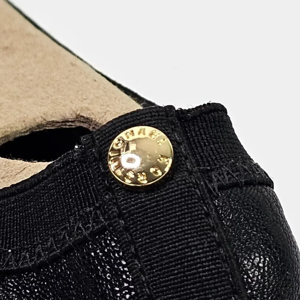 NWOB MICHAEL Michael Kors Black Dixie Patent Cap-Toe Bow Flats